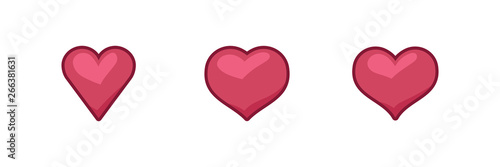 Heart illustrated icons, love symbol. Hearts set.