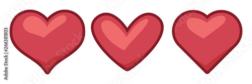 Heart illustrated icons, love symbol. Hearts set.