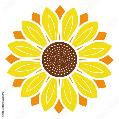 Logo and symbol of sunflower vector illustration in flat style