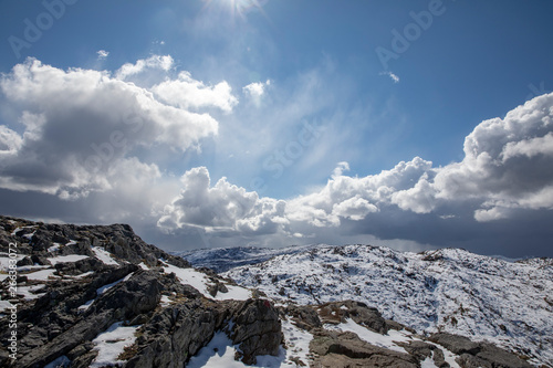 Wallpaper Mural White clouds over the mountains Torontodigital.ca