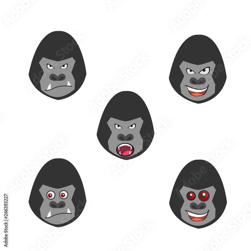 Set of gorilla monster on the white background