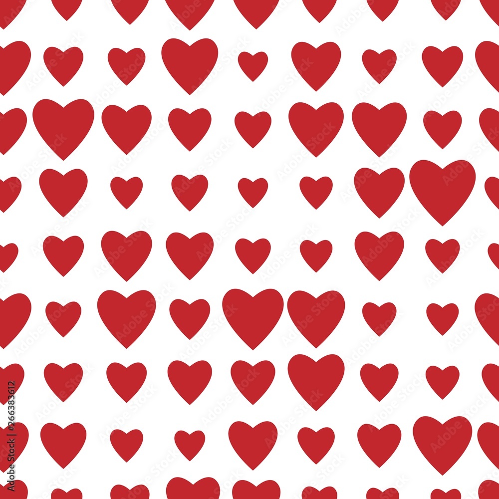 Red hearts seamless pattern. Valentines day vector. Vector illustration