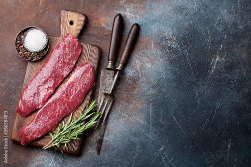 Raw top blade or denver steak