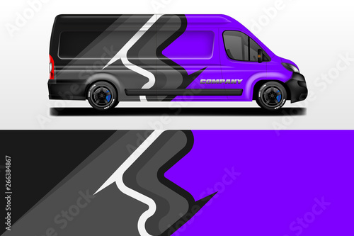 Van vector car wrap  truck  bus  racing  car service. Abstract graphic background graphics