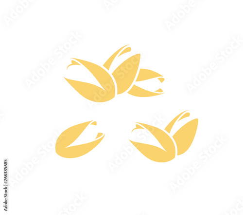 Pistachio. Icon set. Isolated nuts on white background  
