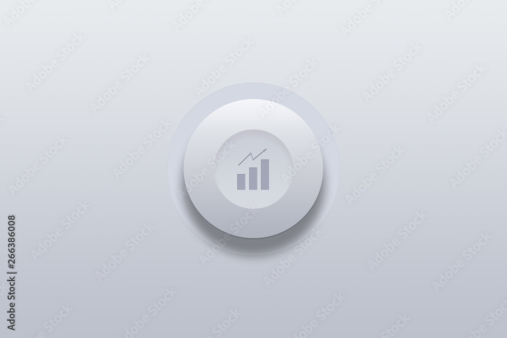 Fototapeta premium Push button icon of growing graph from success symbol on gray background.