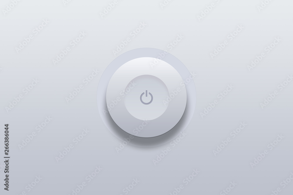 Push button icon of power symbol on gray background. Push button icon of power symbol on gray background.