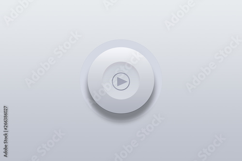 Push button icon of multimedia player symbol on gray background.