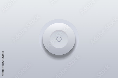 Push button icon of power symbol on gray background.
