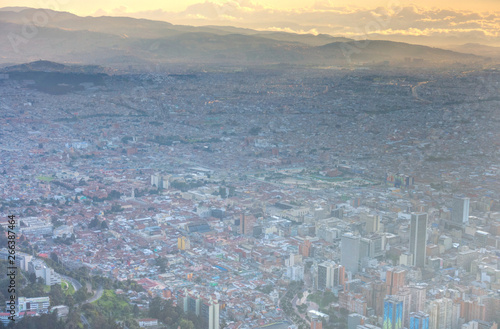 Bogota cityscape at sunset