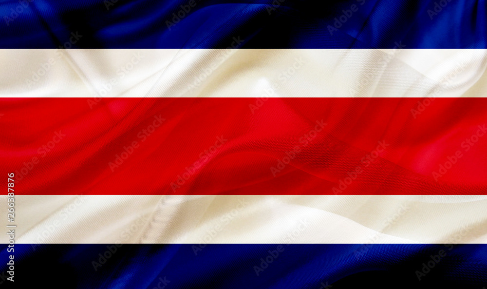 Naklejka premium Costa Rica country flag on silk or silky waving texture
