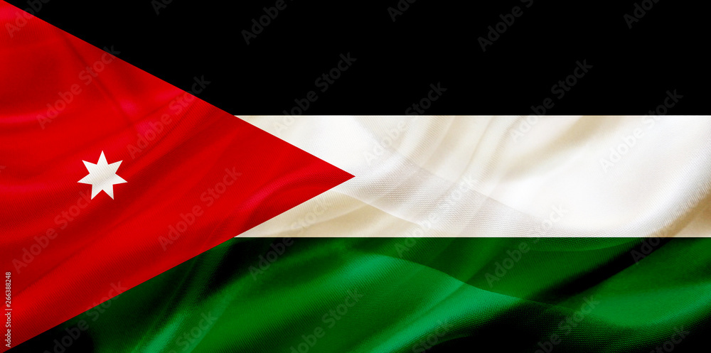 Jordan country flag on silk or silky waving texture Jordan country flag on silk or silky waving texture