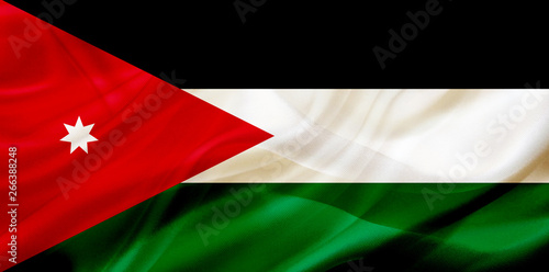 Jordan country flag on silk or silky waving texture