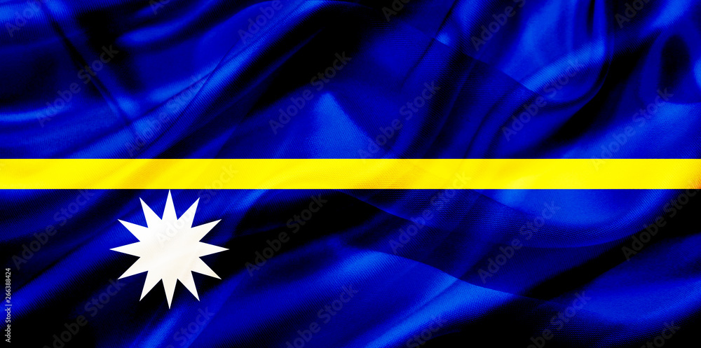 Nauru country flag on silk or silky waving texture Nauru country flag on silk or silky waving texture