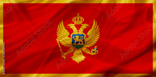 Montenegro country flag on silk or silky waving texture