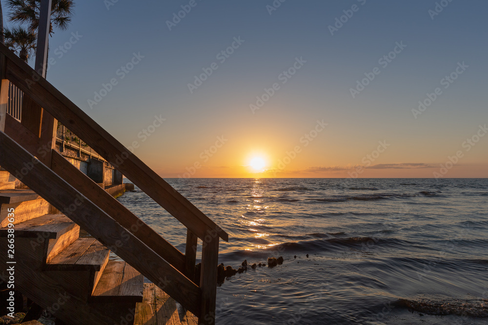 Ocean Sunset with Stairs in Foreground