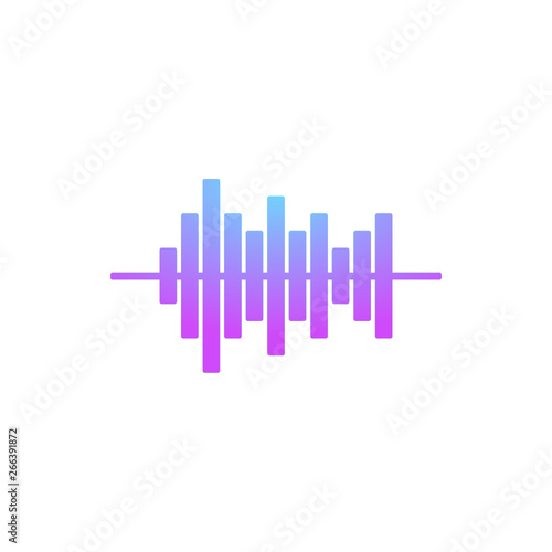 Sound radio wave background of soundtrack or sound diagram. Vector graph of microphone sound equalizer pattern