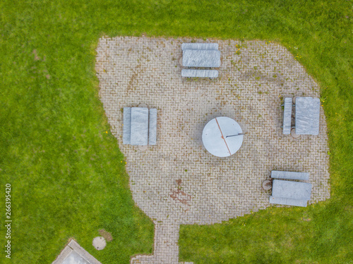 Aerial view of table for picnic