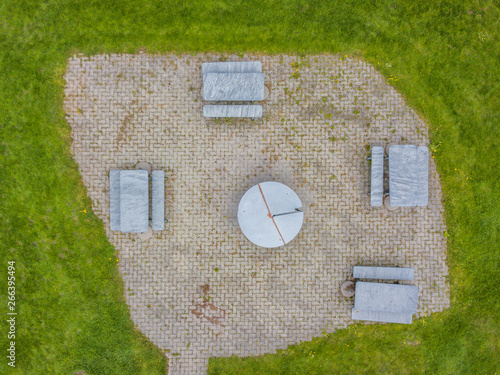 Aerial view of table for picnic