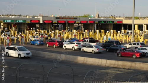Busy Southern Border Entrance With Mexico and The United States of America