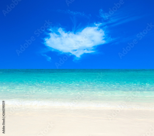 Beautiful tropical Maldives island with beach   sea   and blue sky for nature holiday vacation background concept