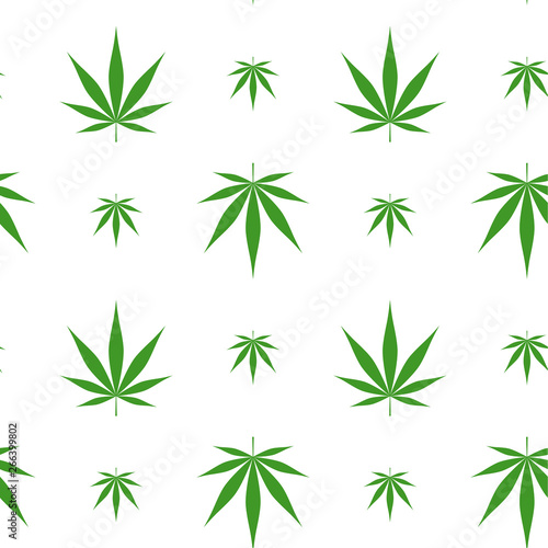 Fototapeta Naklejka Na Ścianę i Meble -  Vector seamless pattern with marijuana leaf, cannabis.