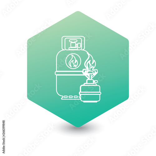 Camping stove with gas bottle icon