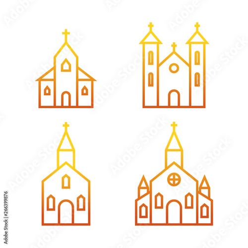 Vector set of icons to the Church on a white background