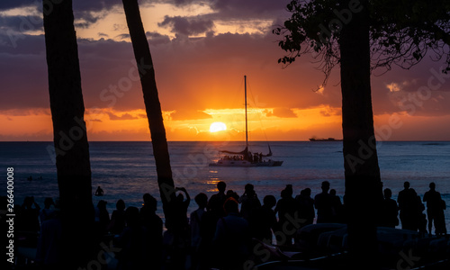 Sunset in Oahu, Waikiki, Hawaii