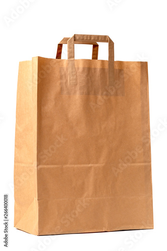 Paper bag on a white background. Bag of paper close up on a white background.