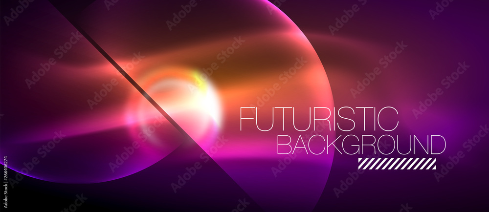Blurred neon glowing round shapes, abstract circles and lights Blurred neon glowing round shapes, abstract circles and lights
