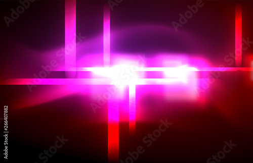 Neon glowing techno lines, hi-tech futuristic abstract background template with square shapes