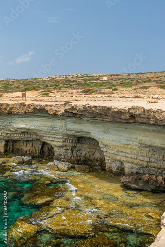 Magnificent sea caves are located on the east coast, near the city of Ayia Napa.