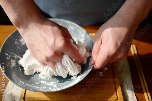 The process of making Chinese Tangyuan  for the dinner in Spring photo