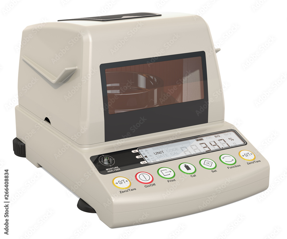 Moisture analyser, moisture analyzer. 3D rendering Moisture analyser, moisture analyzer. 3D rendering