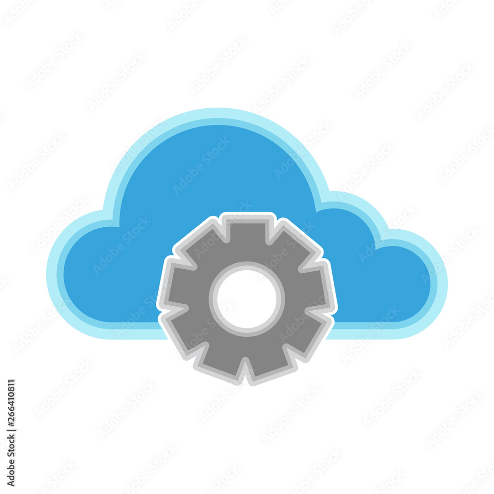 Cloud computing icon with a gear symbol - Vector Cloud computing icon with a gear symbol - Vector