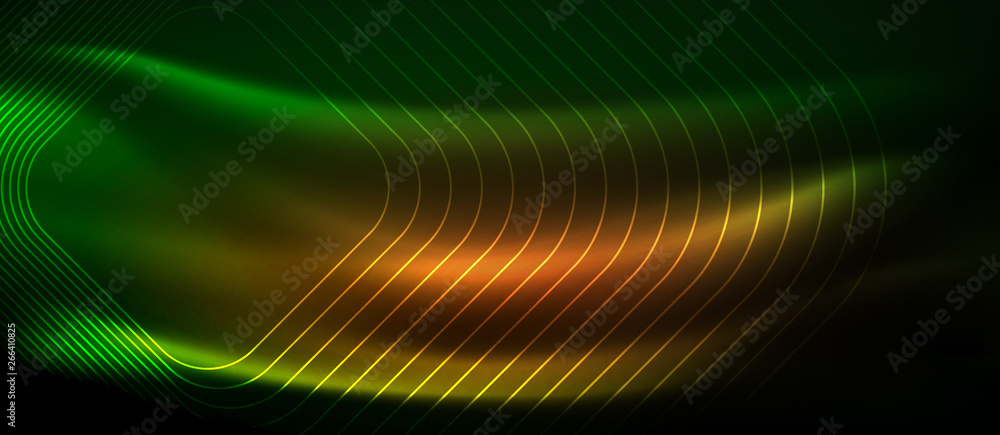 Dark background with neon glowing elements, shiny motion concept Dark background with neon glowing elements, shiny motion concept