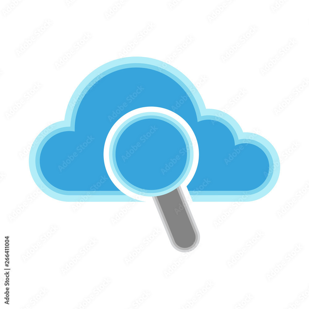 Cloud computing icon with a magnifying glass symbol - Vector Cloud computing icon with a magnifying glass symbol - Vector