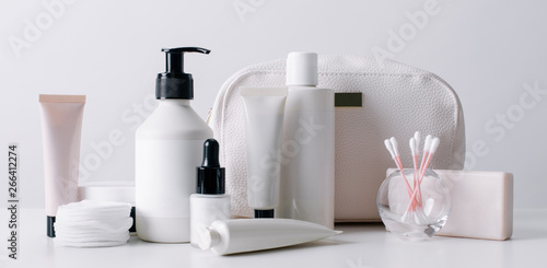 Organic cosmetics on white.