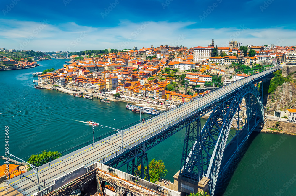 Porto, Portugal: Dom Luis I Bridge over Duoro river and view over old town
