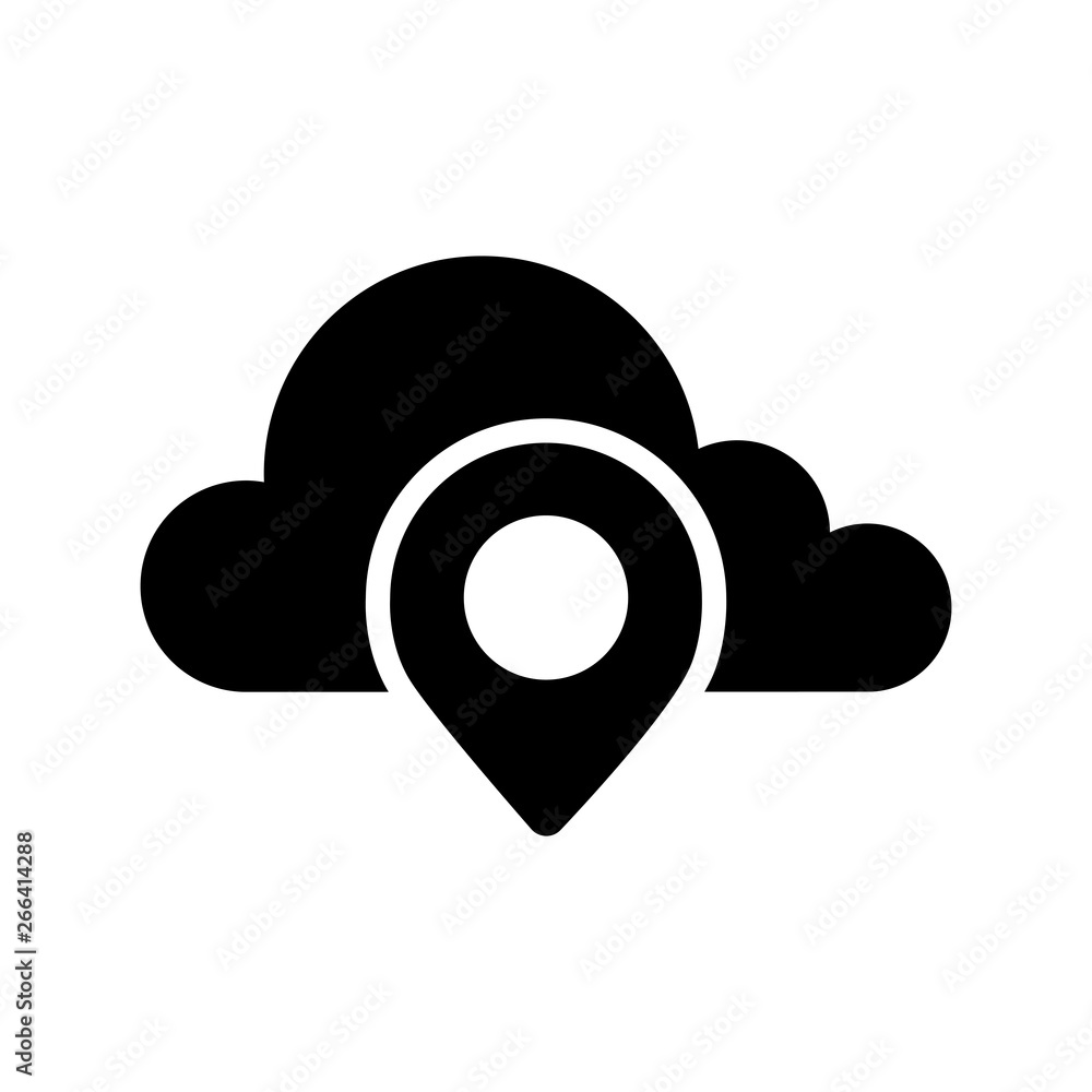 Cloud computing icon with a location pin symbol - Vector Cloud computing icon with a location pin symbol - Vector