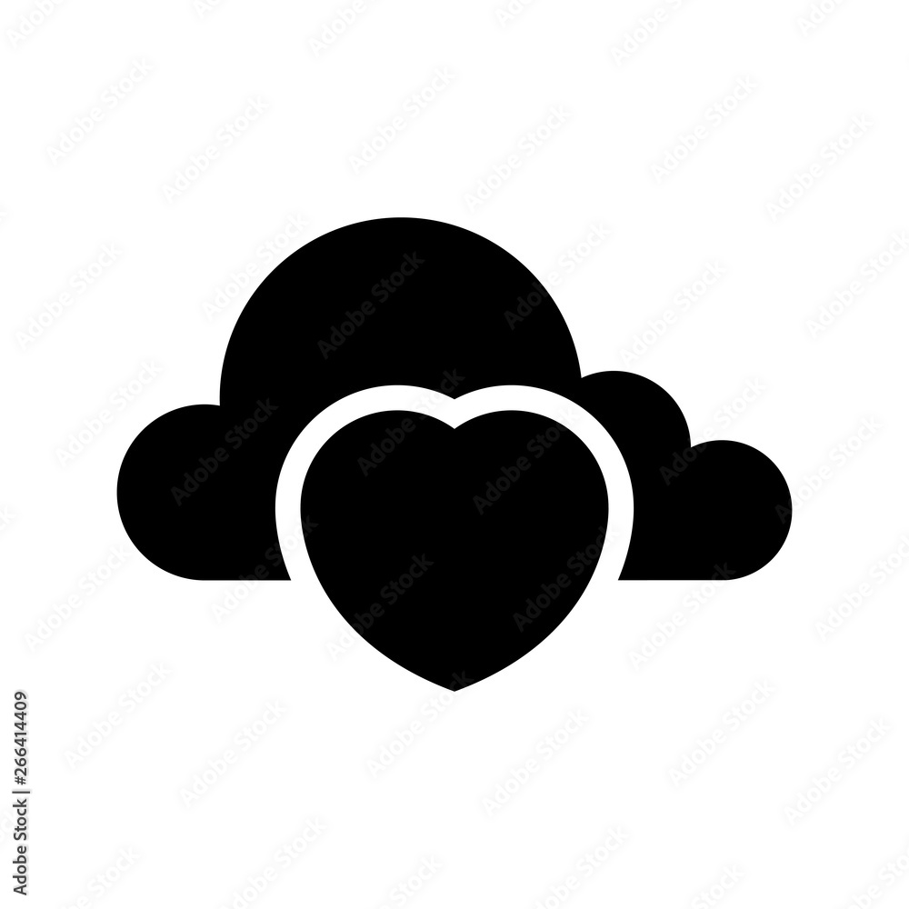 Cloud computing icon with a heart shape symbol - Vector Cloud computing icon with a heart shape symbol - Vector