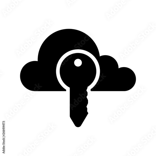 Cloud computing icon with a key symbol - Vector