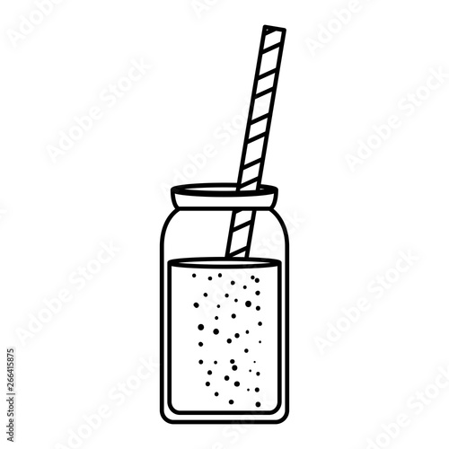juice fruits in pot with straw