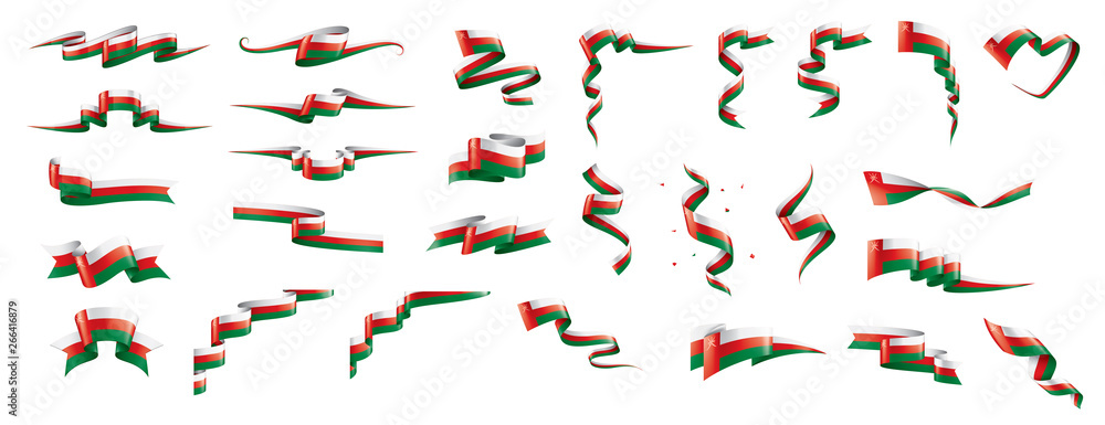 Oman flag, vector illustration on a white background Oman flag, vector illustration on a white background