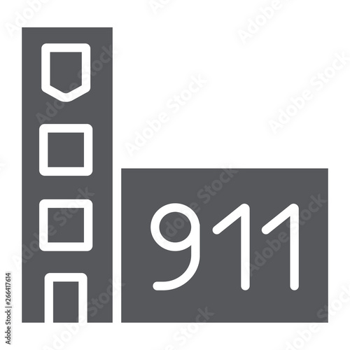Fire department glyph icon, building and office, fire station sign, vector graphics, a solid pattern on a white background.