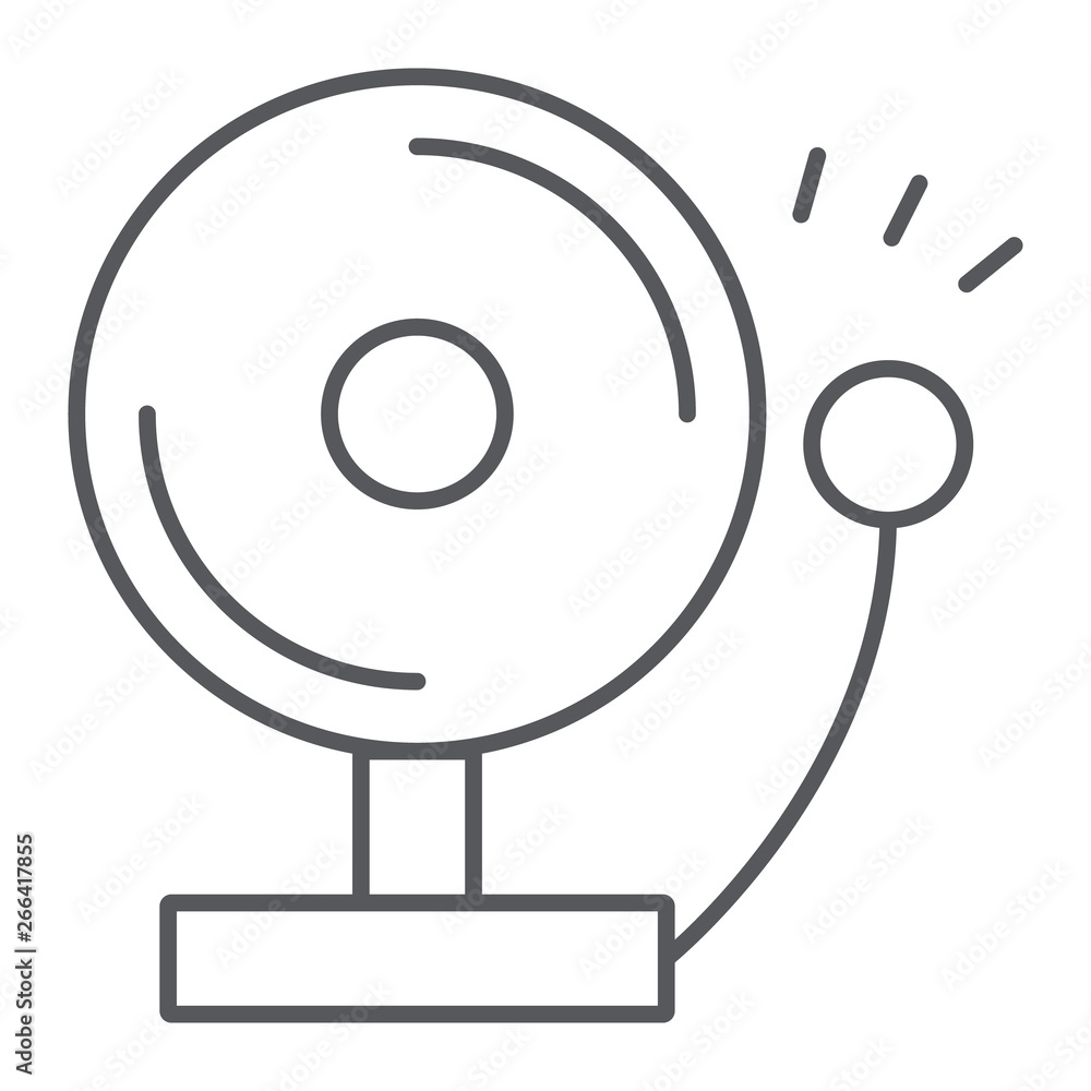 Fire alarm thin line icon, warning and emergency, alert sign, vector graphics, a linear pattern on a white background. Fire alarm thin line icon, warning and emergency, alert sign, vector graphics, a linear pattern on a white background.