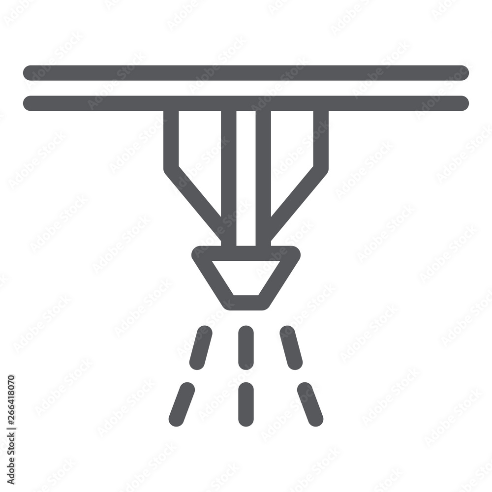 Fire sprinkler system line icon, protection and fire, fire detector
