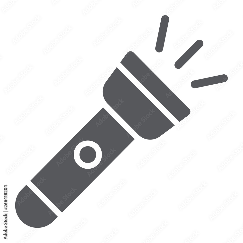 Flashlight glyph icon, light and electric, lamp sign, vector graphics, a solid pattern on a white background. Flashlight glyph icon, light and electric, lamp sign, vector graphics, a solid pattern on a white background.