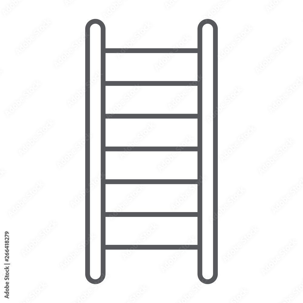 Ladder thin line icon, stair and climb, fire ladder sign, vector graphics, a linear pattern on a white background. Ladder thin line icon, stair and climb, fire ladder sign, vector graphics, a linear pattern on a white background.